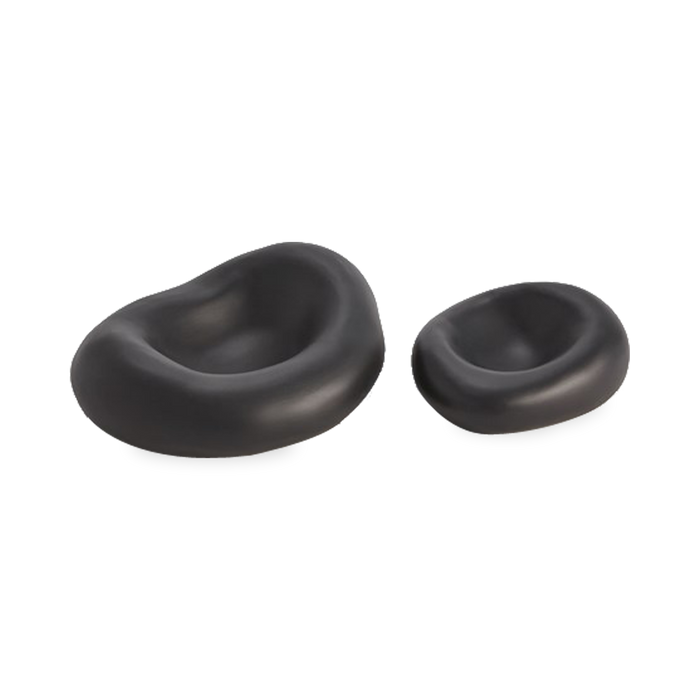 Crafted in Italy, these organic shaped ceramic bowls have a matte black finish and available in two sizes.