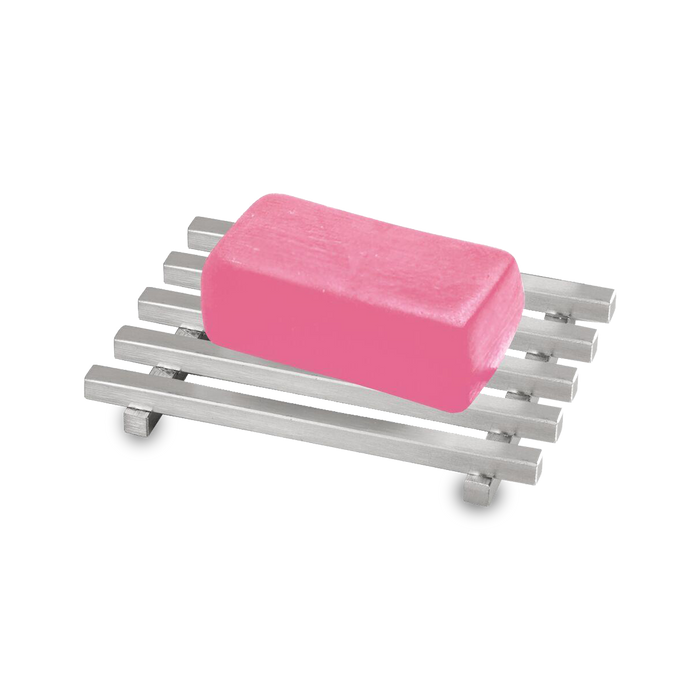 This rectangular bar soap holder is great for keeping soap or sponges within arm's reach at any sink.