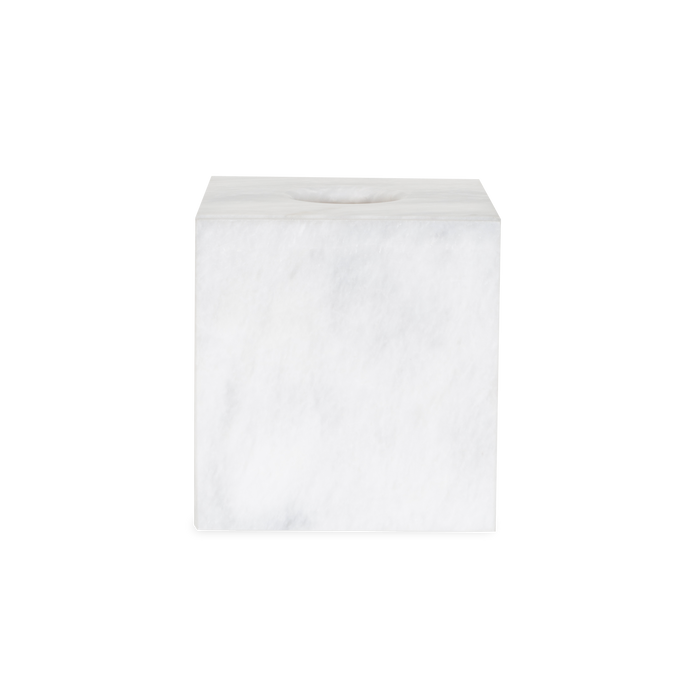 A gorgeous white marble collection of bathroom essentials with a minimalist design.