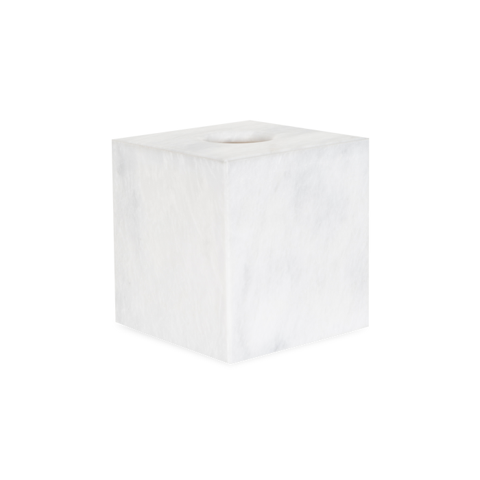 A gorgeous white marble collection of bathroom essentials with a minimalist design.