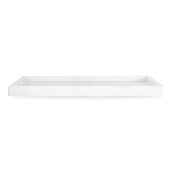 A gorgeous white marble collection of bathroom essentials with a minimalist design.