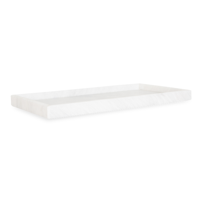 A gorgeous white marble collection of bathroom essentials with a minimalist design.