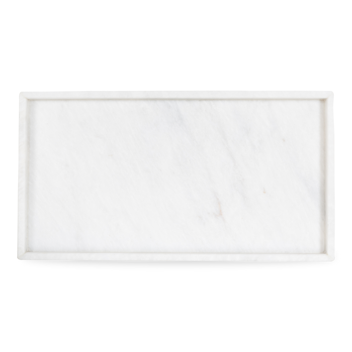 A gorgeous white marble collection of bathroom essentials with a minimalist design.